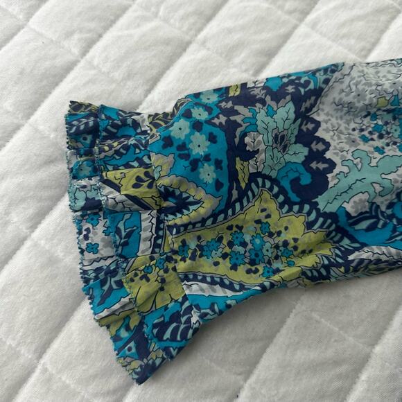 Beth Bowley Dress Womens 8 Blue Paisley Cotton Silk Mini Ruffle Dainty Romantic - Picture 5 of 12